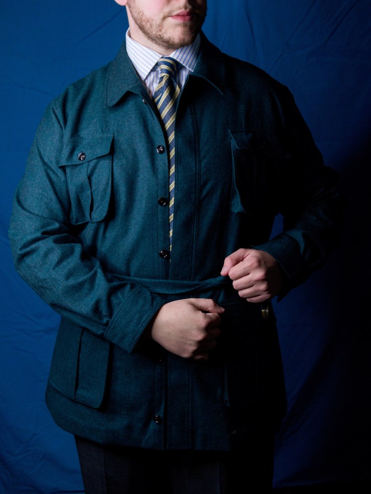 Green Wool Flannel Made to Measure Safari Jacket