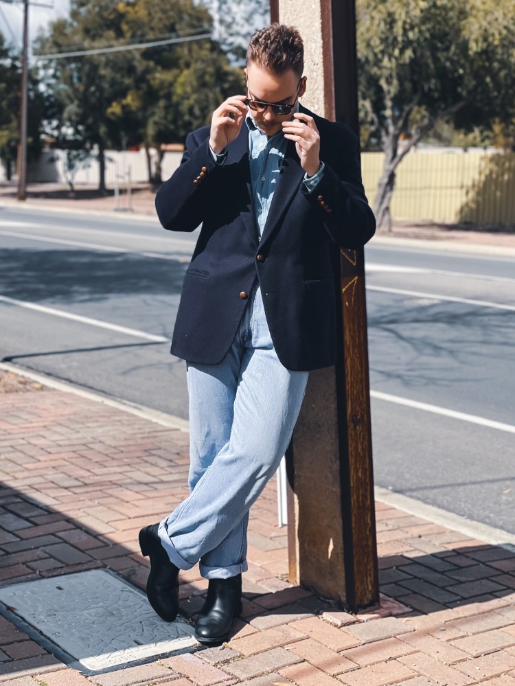 Navy blazer and jeans - double denim Ralph Lauren style